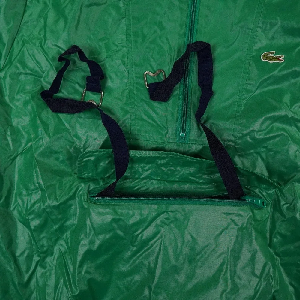 VTG‎ Izod Lacoste Anorak Mens Large Green Packable Windbreaker Hooded Jacket Y2K